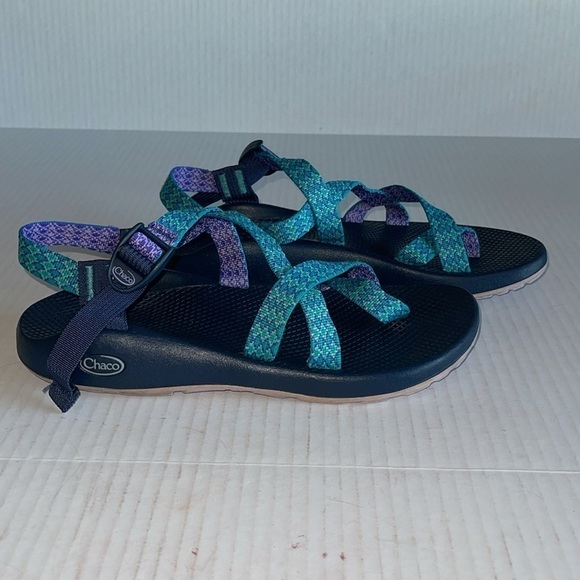 Chaco Z2 Teal And Purple Adjustable Strap Classic Sandals - Picture 4 of 8